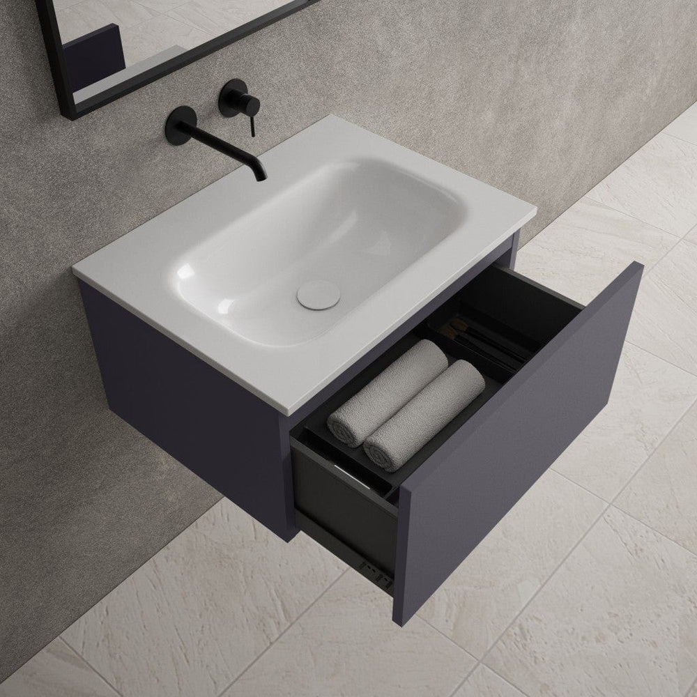 Raffinata One Drawer Vanity Unit  With Beyondstone Basin - Matt Graphite 600mm