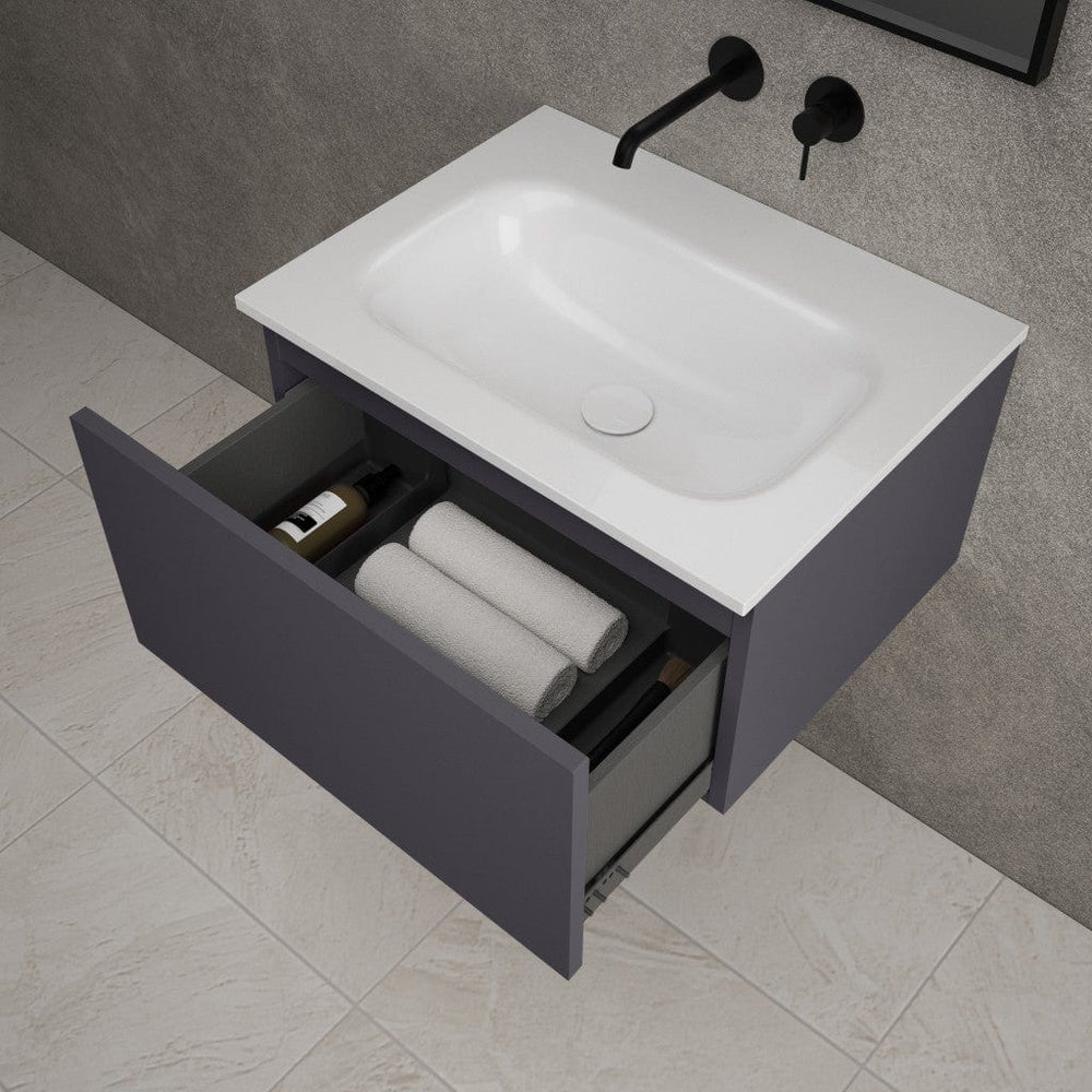Raffinata One Drawer Vanity Unit  With Beyondstone Basin - Matt Graphite 600mm