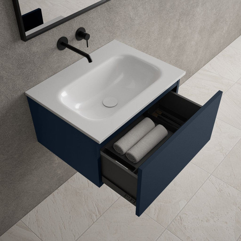 Raffinata One Drawer Vanity Unit  With Beyondstone Basin - Matt Indigo 600mm