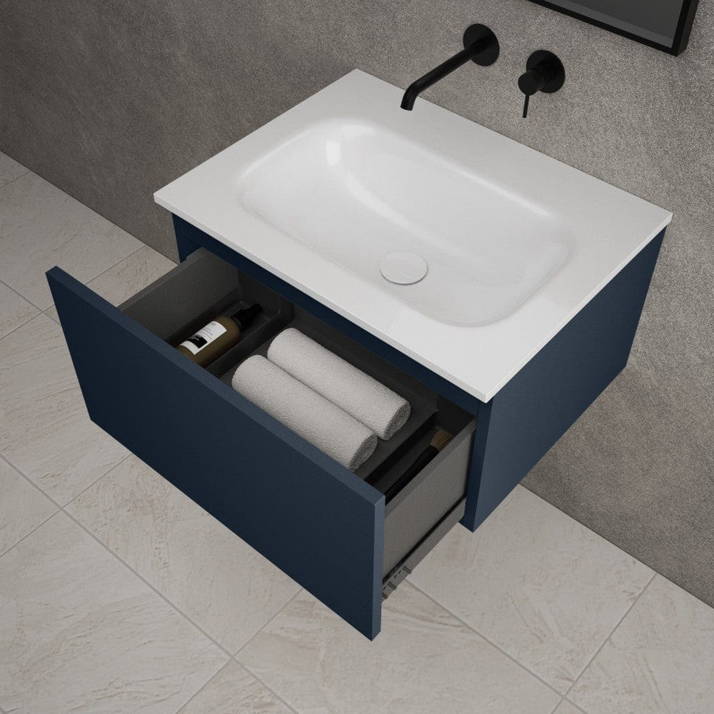 Raffinata One Drawer Vanity Unit  With Beyondstone Basin - Matt Indigo 600mm