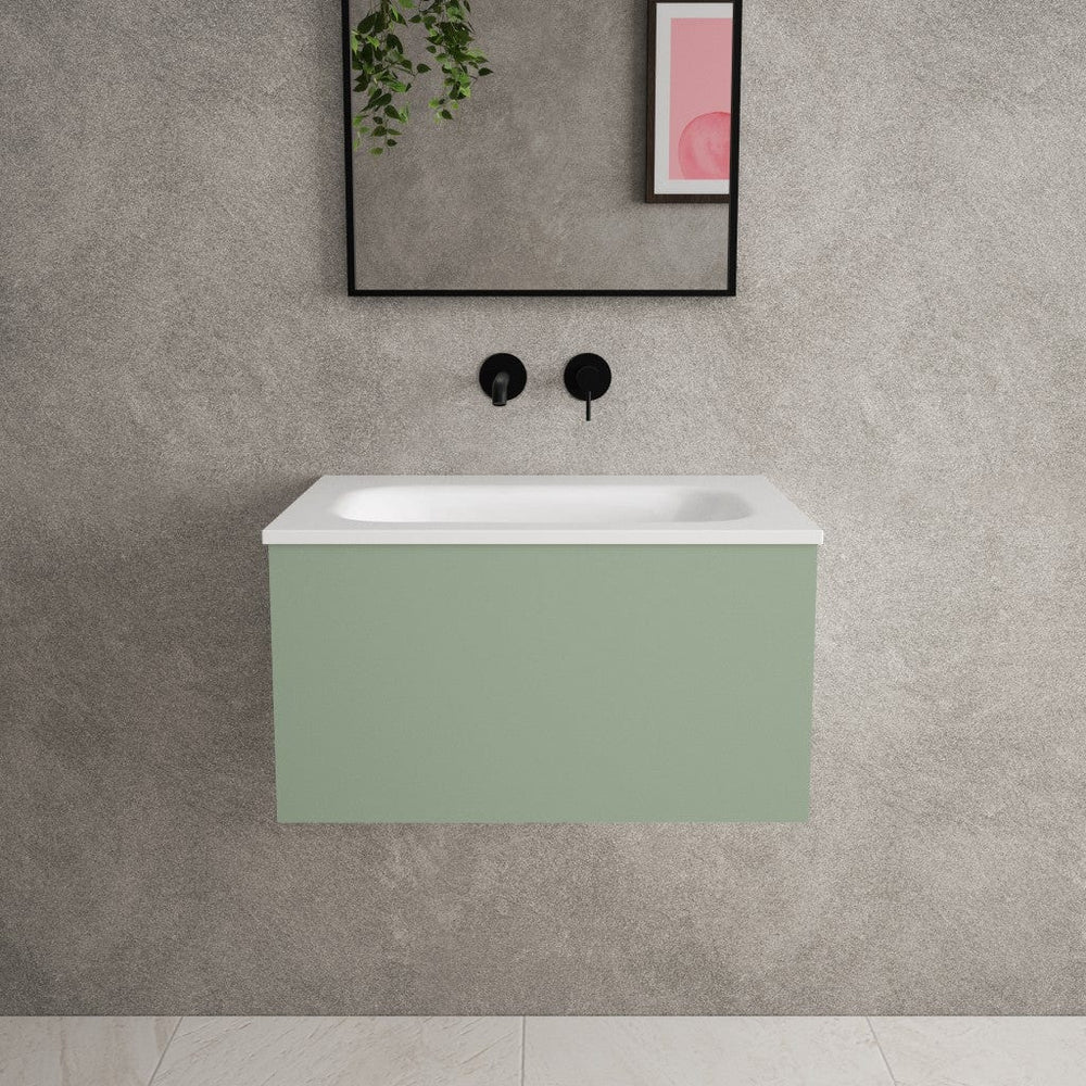 Raffinata One Drawer Vanity Unit  With Beyondstone Basin - Matt Light Green 600mm