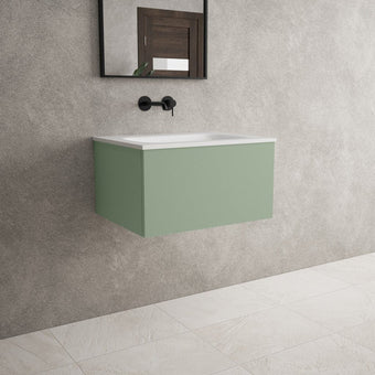 Raffinata One Drawer Vanity Unit  With Beyondstone Basin - Matt Light Green 600mm