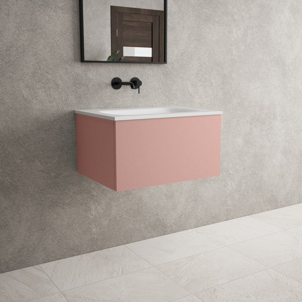 Raffinata One Drawer Vanity Unit  With Beyondstone Basin - Matt Pink 600mm