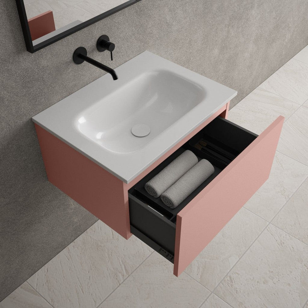 Raffinata One Drawer Vanity Unit  With Beyondstone Basin - Matt Pink 600mm