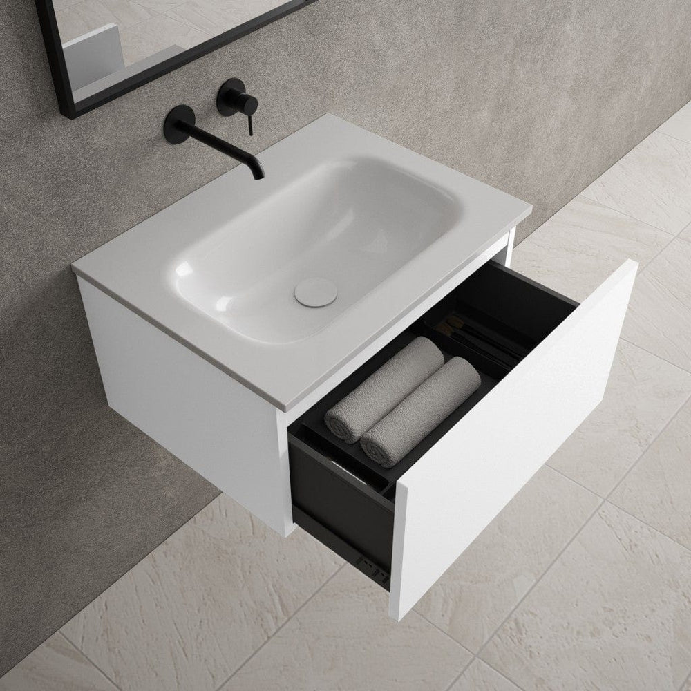 Raffinata One Drawer Vanity Unit  With Beyondstone Basin - Matt White 600mm