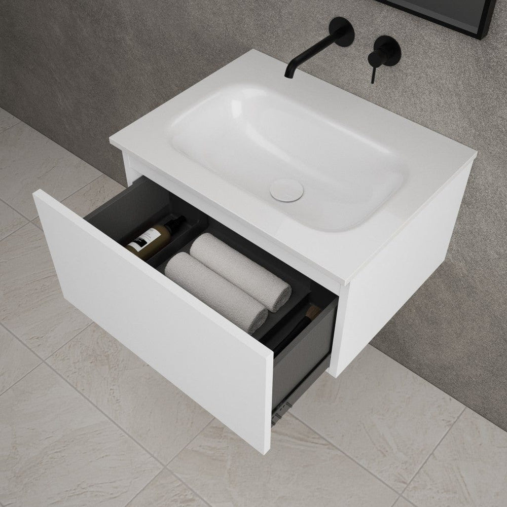 Raffinata One Drawer Vanity Unit  With Beyondstone Basin - Matt White 600mm