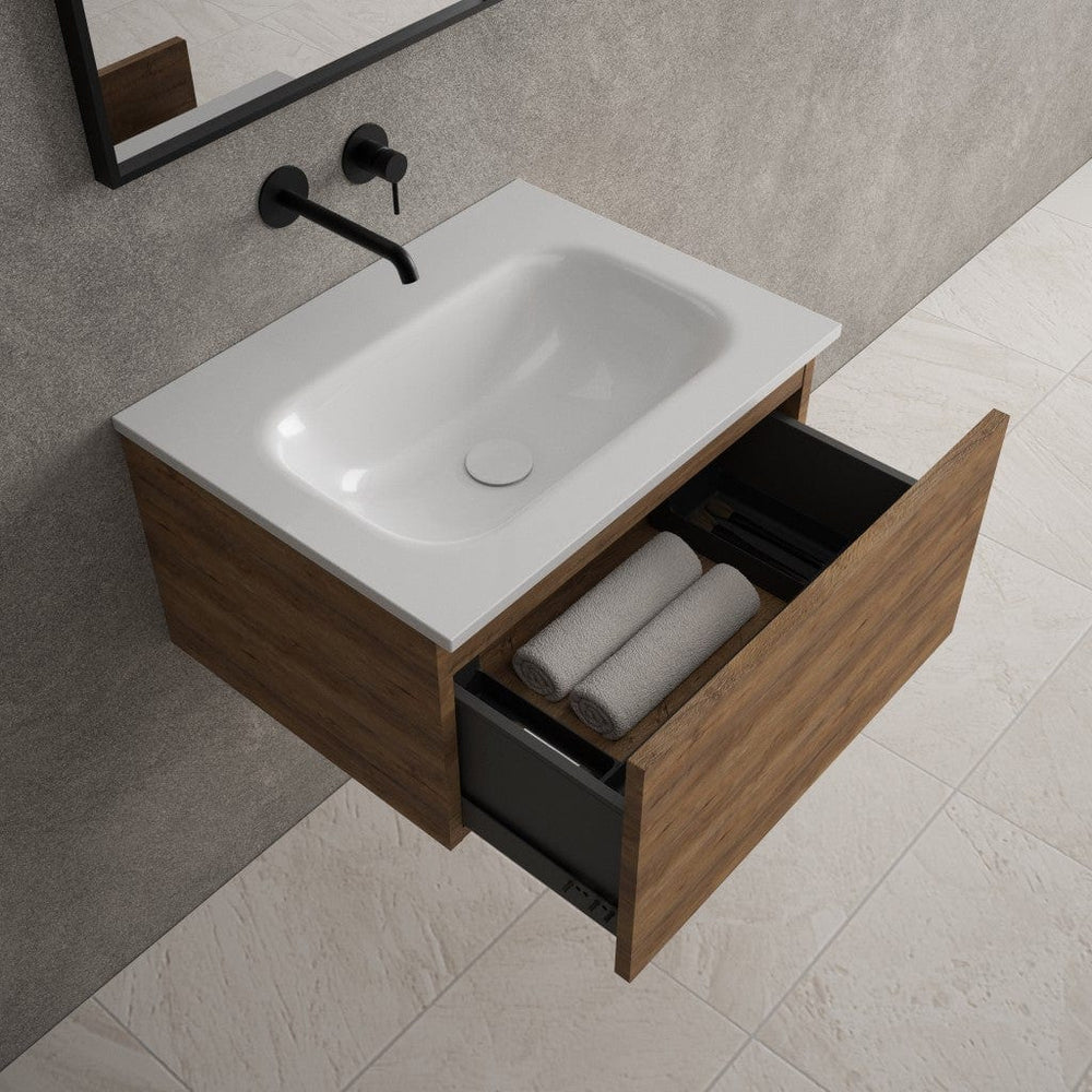 Raffinata One Drawer Vanity Unit  With Beyondstone Basin - Oak 600mm