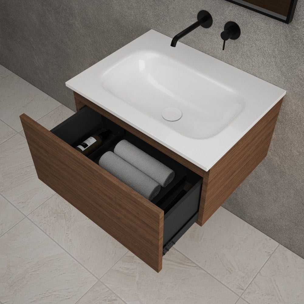 Raffinata One Drawer Vanity Unit  With Beyondstone Basin - Walnut 600mm