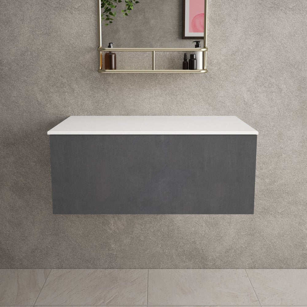 Raffinata Single Drawer Countertop Vanity Unit - Dark Concrete 800mm