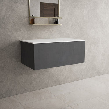 Raffinata Single Drawer Countertop Vanity Unit - Dark Concrete 800mm