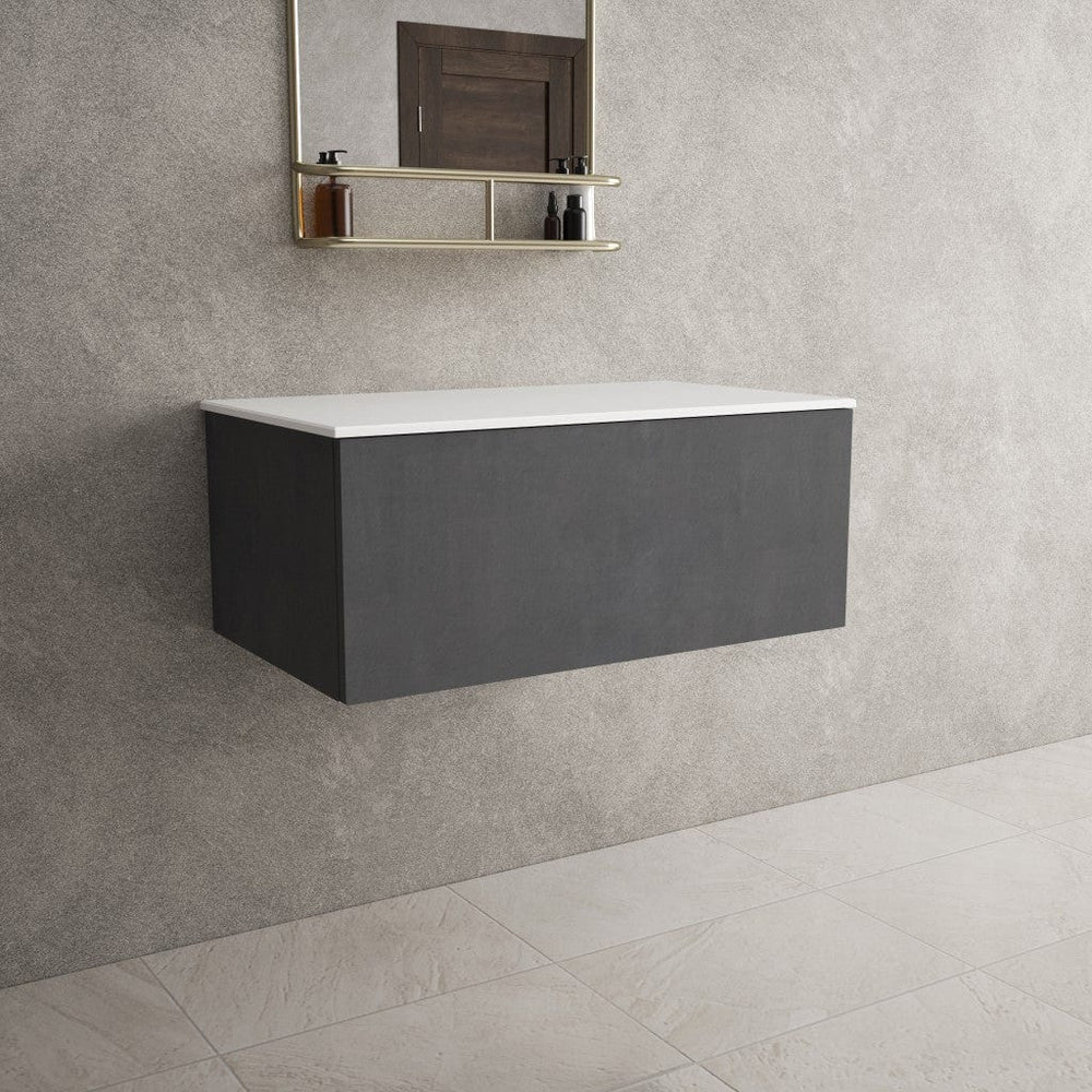 Raffinata Single Drawer Countertop Vanity Unit - Dark Concrete 800mm