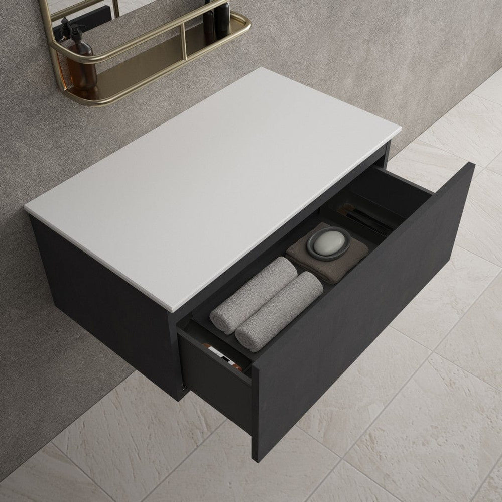 Raffinata Single Drawer Countertop Vanity Unit - Dark Concrete 800mm