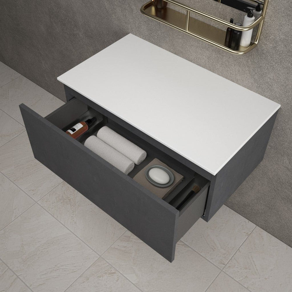 Raffinata Single Drawer Countertop Vanity Unit - Dark Concrete 800mm