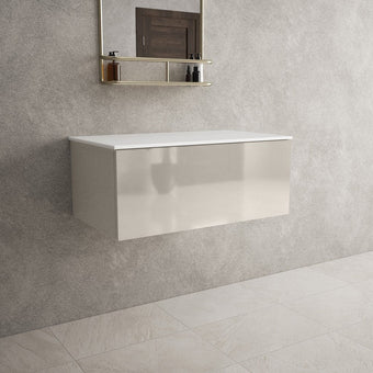 Raffinata Single Drawer Countertop Vanity Unit - Gloss Cashmere 800mm