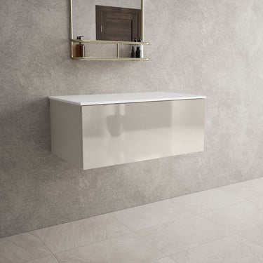Raffinata Single Drawer Countertop Vanity Unit - Gloss Cashmere 800mm