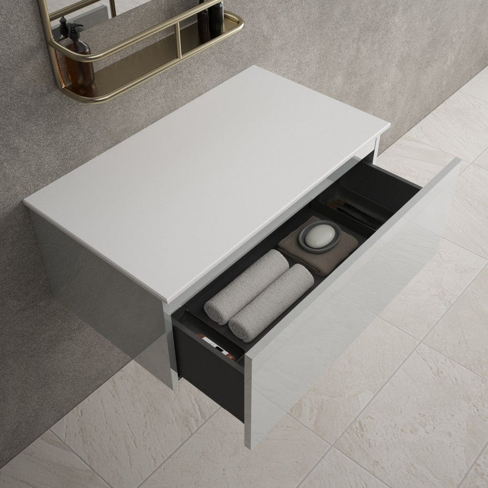 Raffinata Single Drawer Countertop Vanity Unit - Gloss Dove 800mm