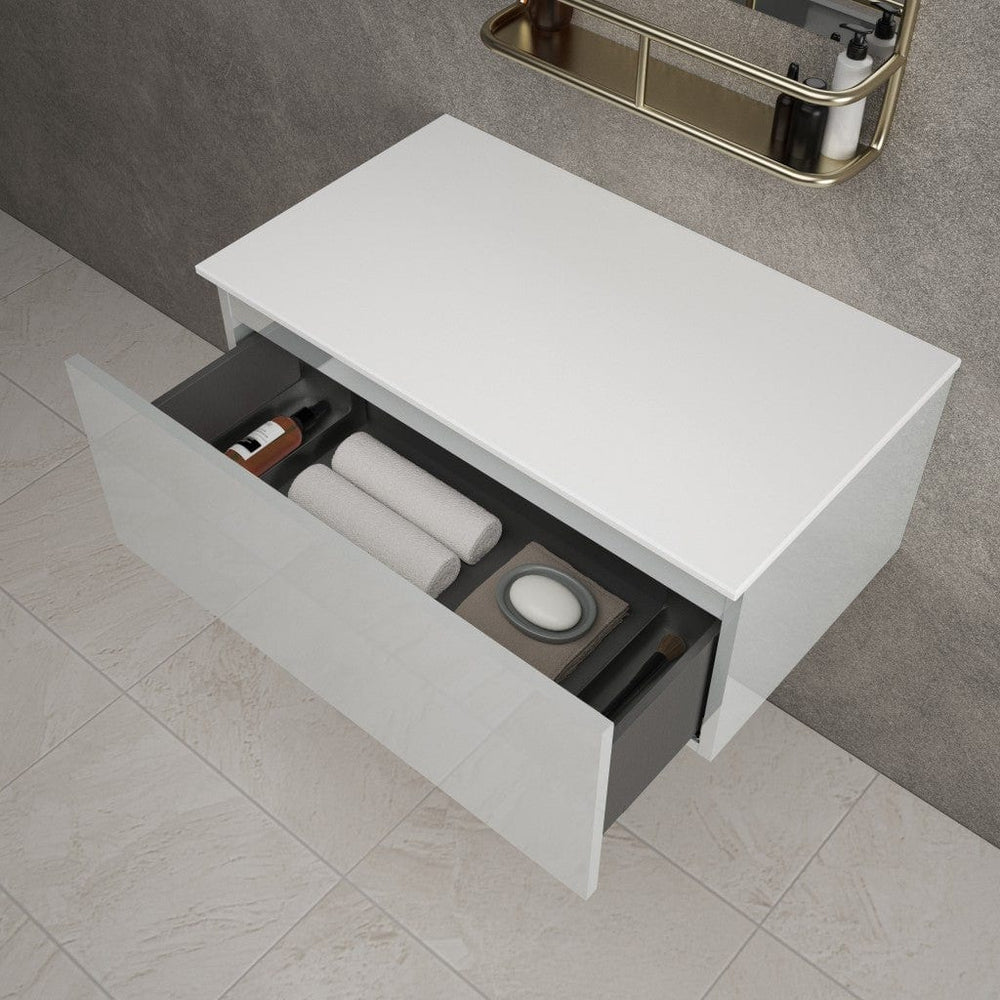 Raffinata Single Drawer Countertop Vanity Unit - Gloss Dove 800mm