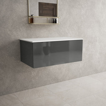 Raffinata Single Drawer Countertop Vanity Unit - Gloss Dust 800mm