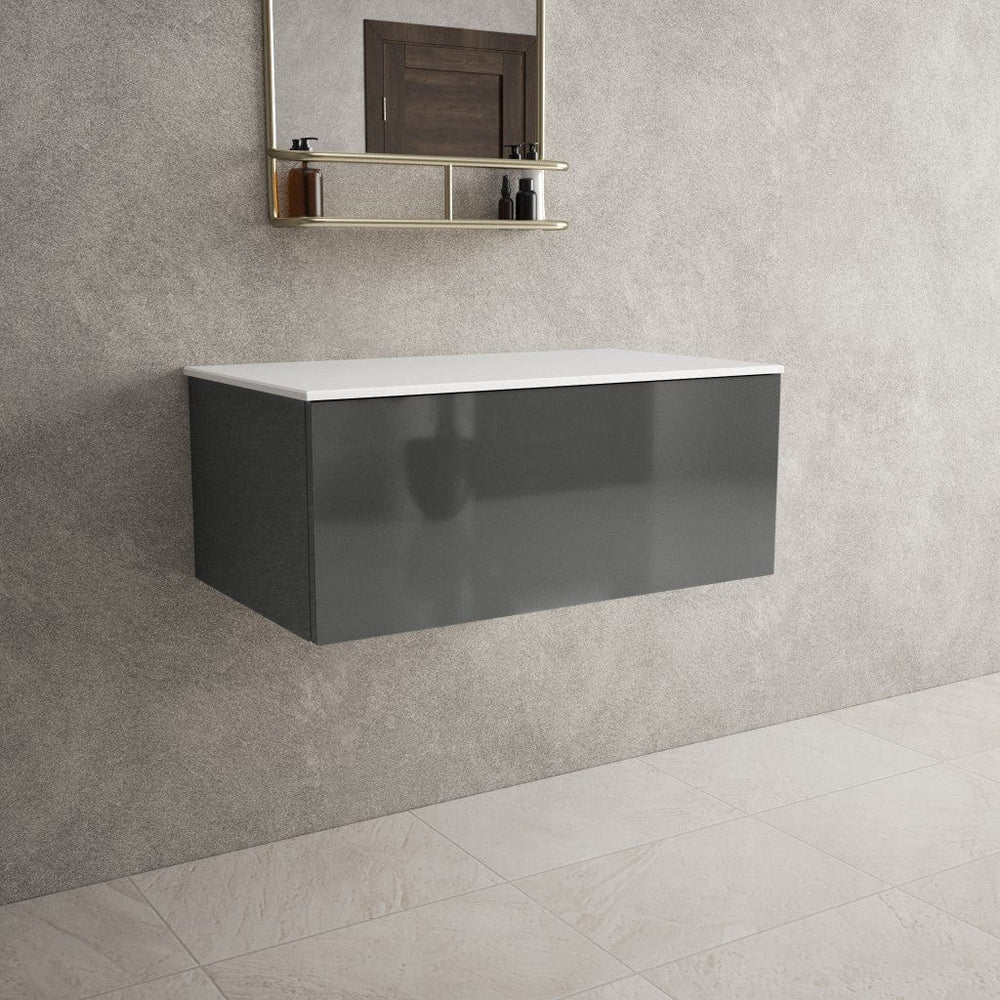 Raffinata Single Drawer Countertop Vanity Unit - Gloss Dust 800mm
