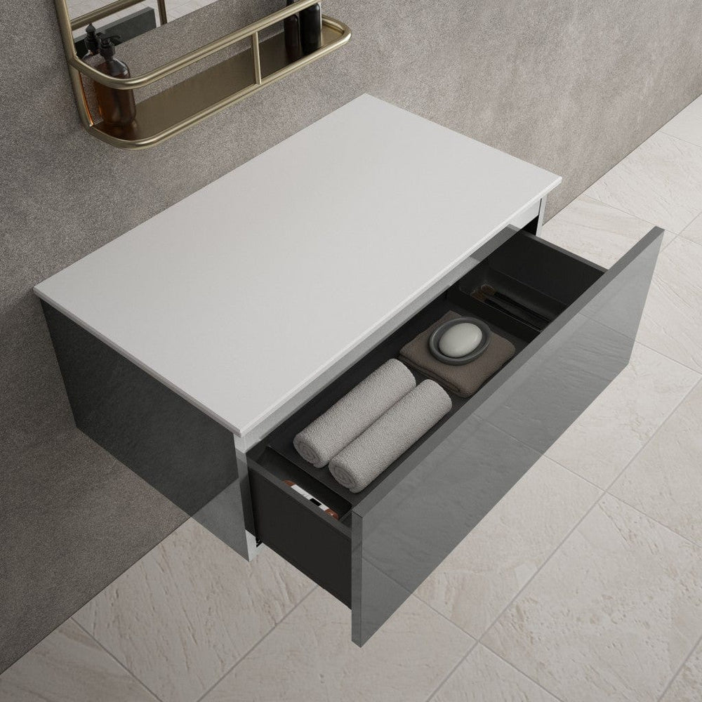 Raffinata Single Drawer Countertop Vanity Unit - Gloss Dust 800mm