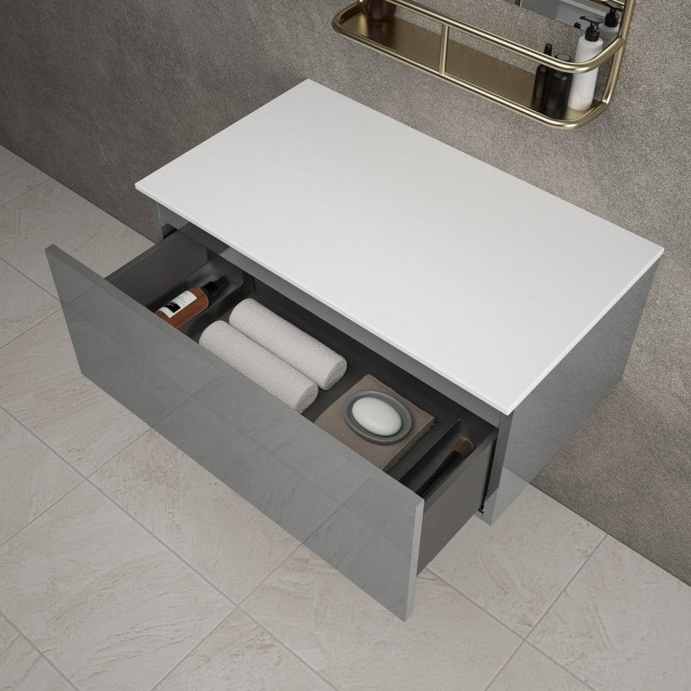 Raffinata Single Drawer Countertop Vanity Unit - Gloss Dust 800mm