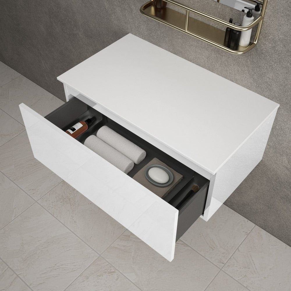Raffinata Single Drawer Countertop Vanity Unit - Gloss White 800mm