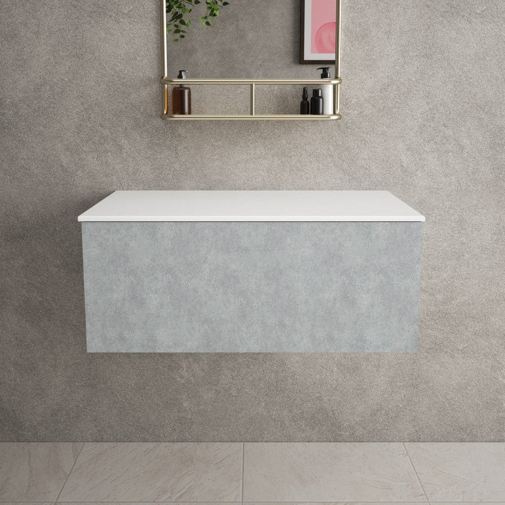 Raffinata Single Drawer Countertop Vanity Unit - Light Concrete 800mm