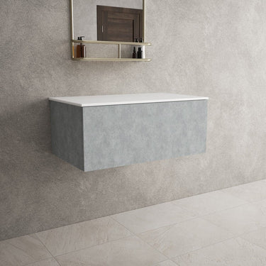 Raffinata Single Drawer Countertop Vanity Unit - Light Concrete 800mm