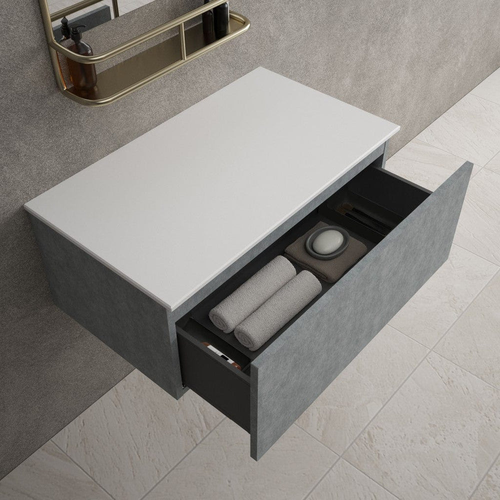 Raffinata Single Drawer Countertop Vanity Unit - Light Concrete 800mm