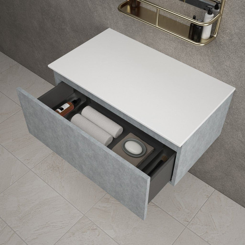 Raffinata Single Drawer Countertop Vanity Unit - Light Concrete 800mm