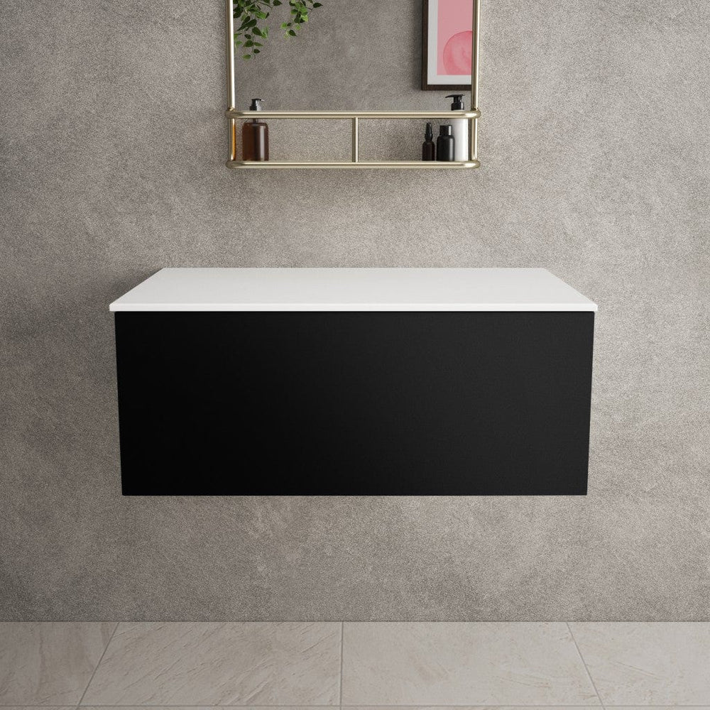 Raffinata Single Drawer Countertop Vanity Unit - Matt Black 800mm