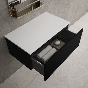 Raffinata Single Drawer Countertop Vanity Unit - Matt Black 800mm