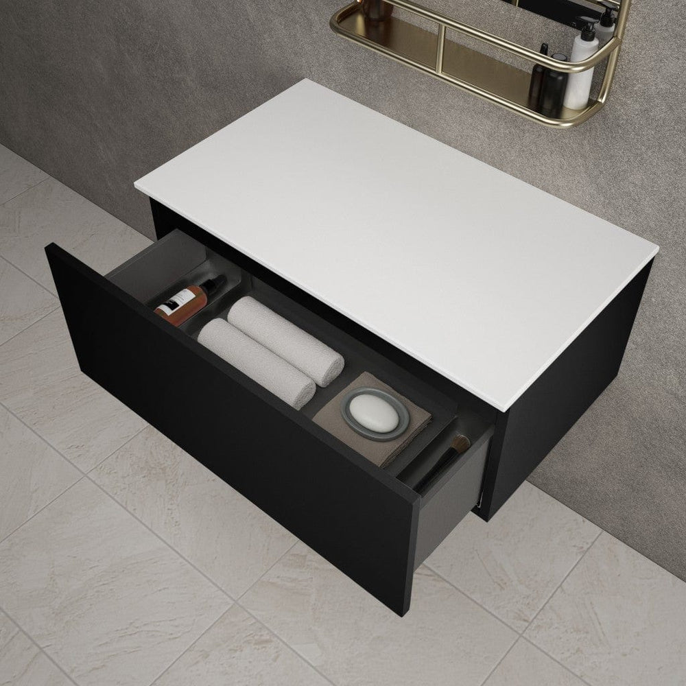 Raffinata Single Drawer Countertop Vanity Unit - Matt Black 800mm