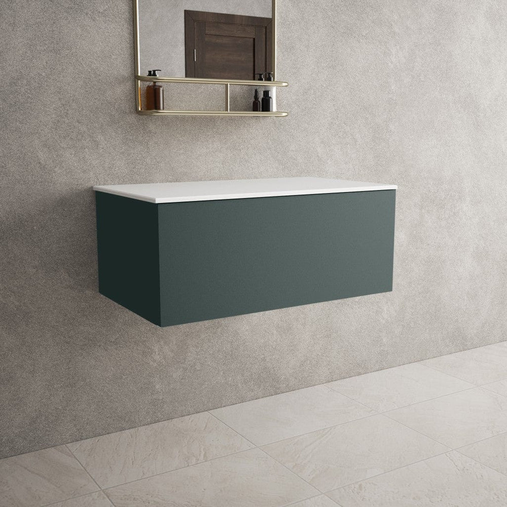 Raffinata Single Drawer Countertop Vanity Unit - Matt Dark Green 800mm
