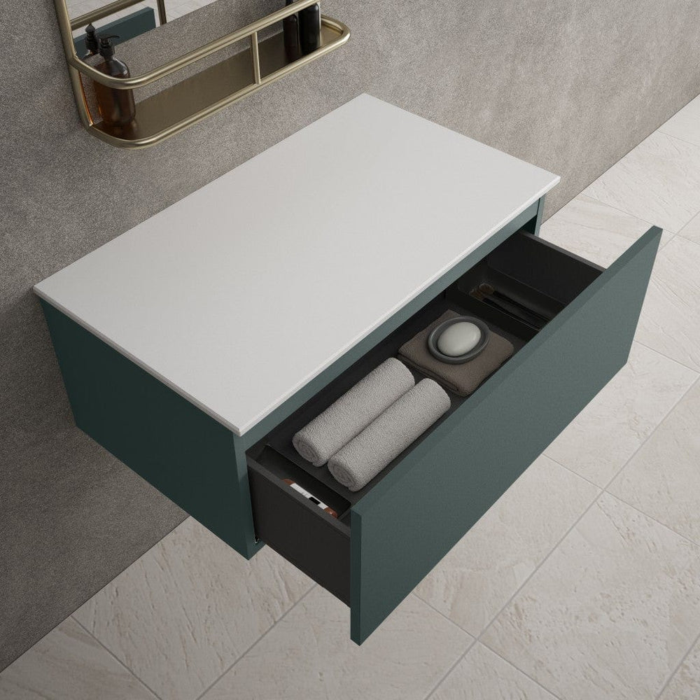 Raffinata Single Drawer Countertop Vanity Unit - Matt Dark Green 800mm