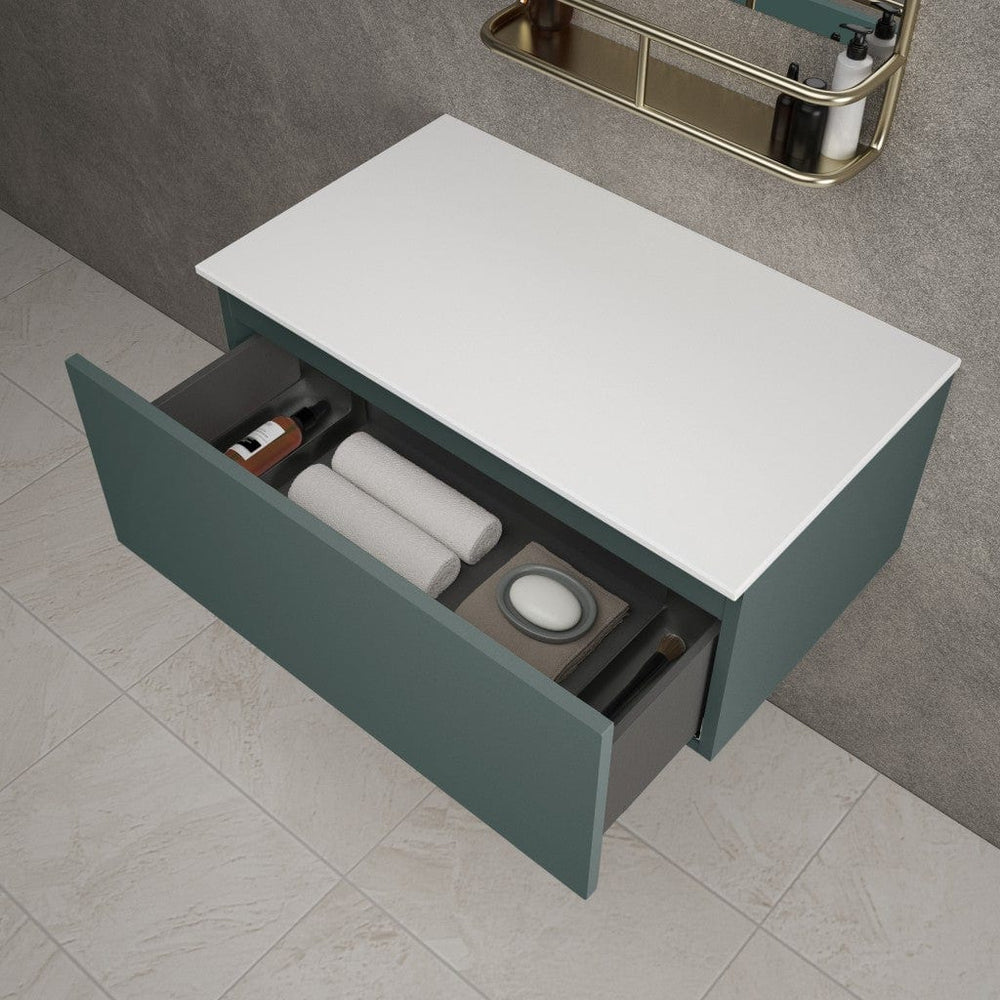 Raffinata Single Drawer Countertop Vanity Unit - Matt Dark Green 800mm