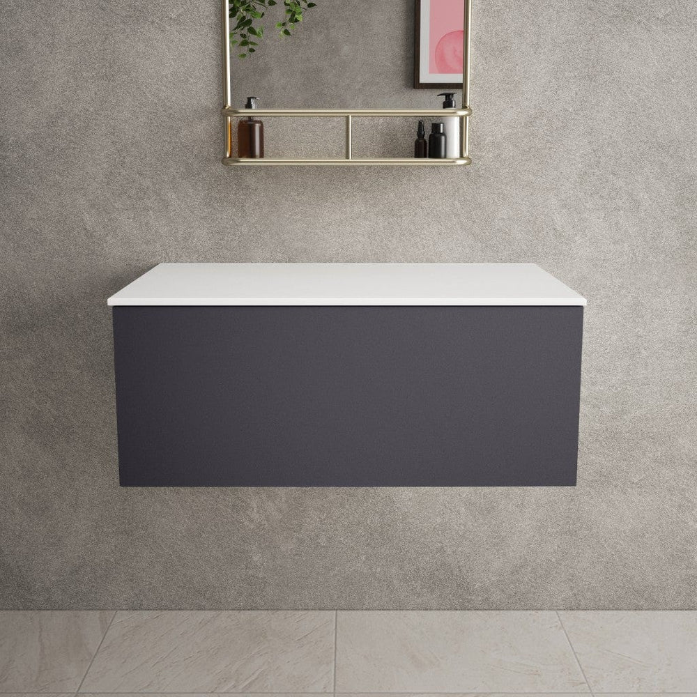 Raffinata Single Drawer Countertop Vanity Unit - Matt Graphite 800mm