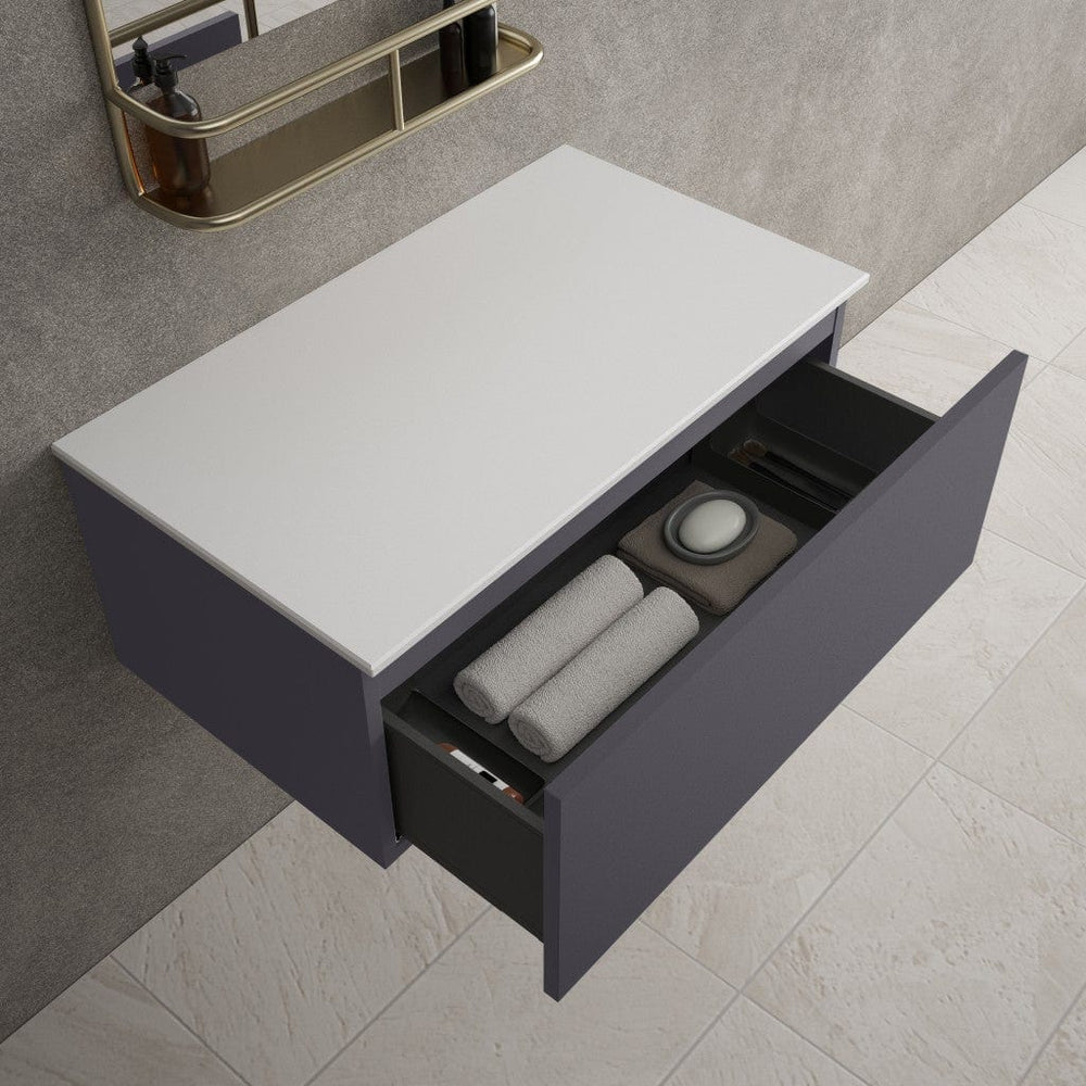 Raffinata Single Drawer Countertop Vanity Unit - Matt Graphite 800mm