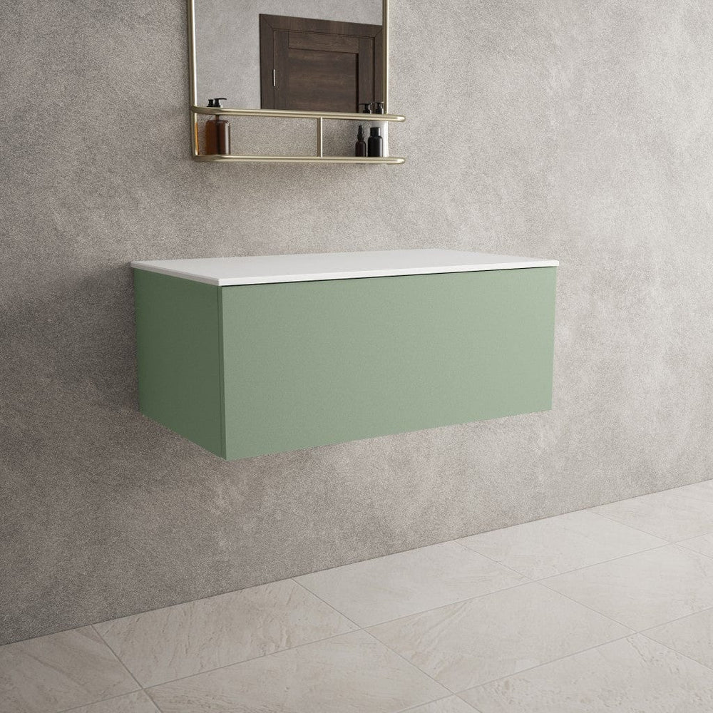 Raffinata Single Drawer Countertop Vanity Unit - Matt Light Green 800mm