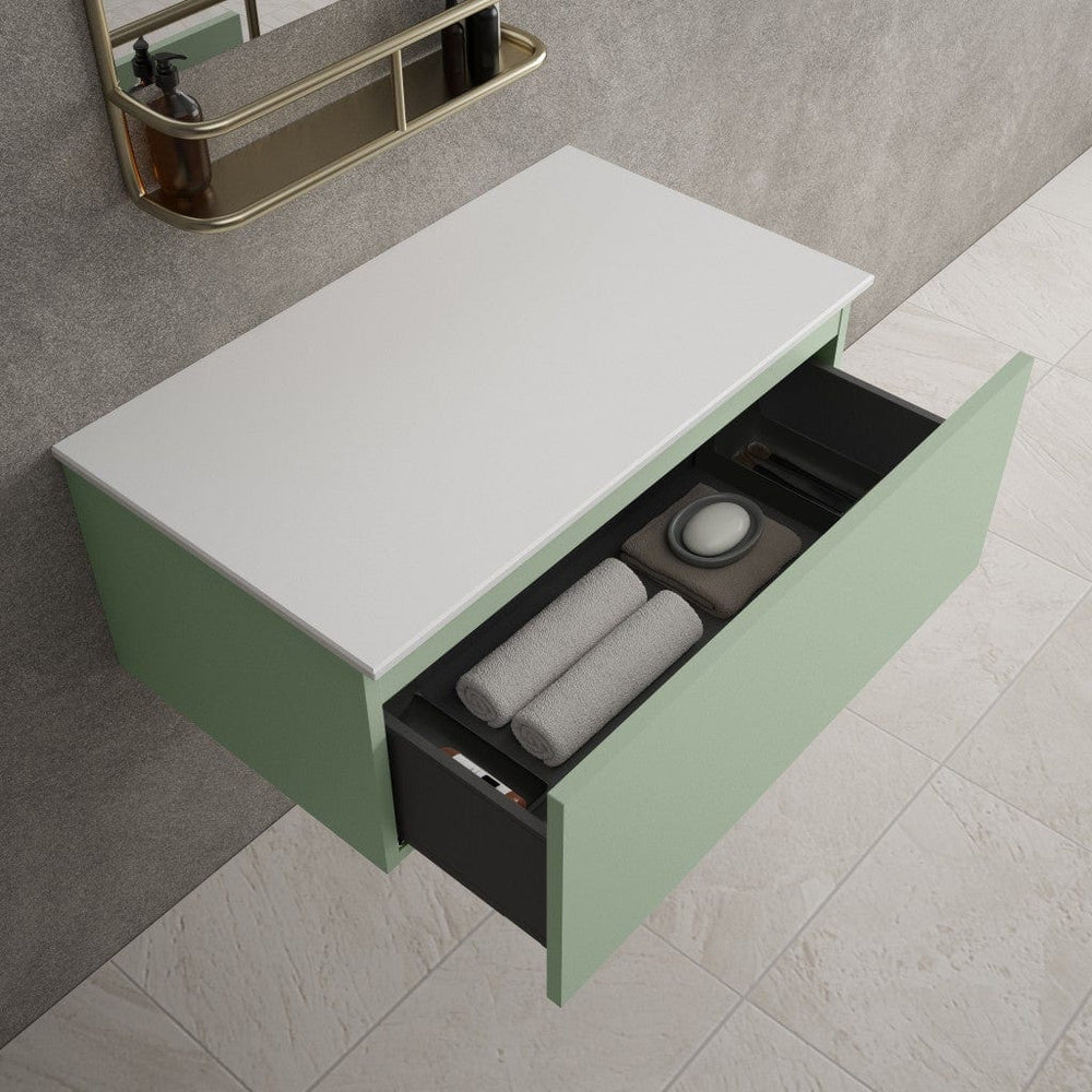 Raffinata Single Drawer Countertop Vanity Unit - Matt Light Green 800mm