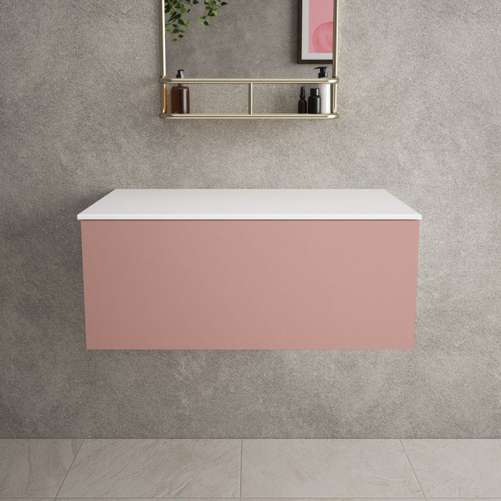 Raffinata Single Drawer Countertop Vanity Unit - Matt Pink 800mm