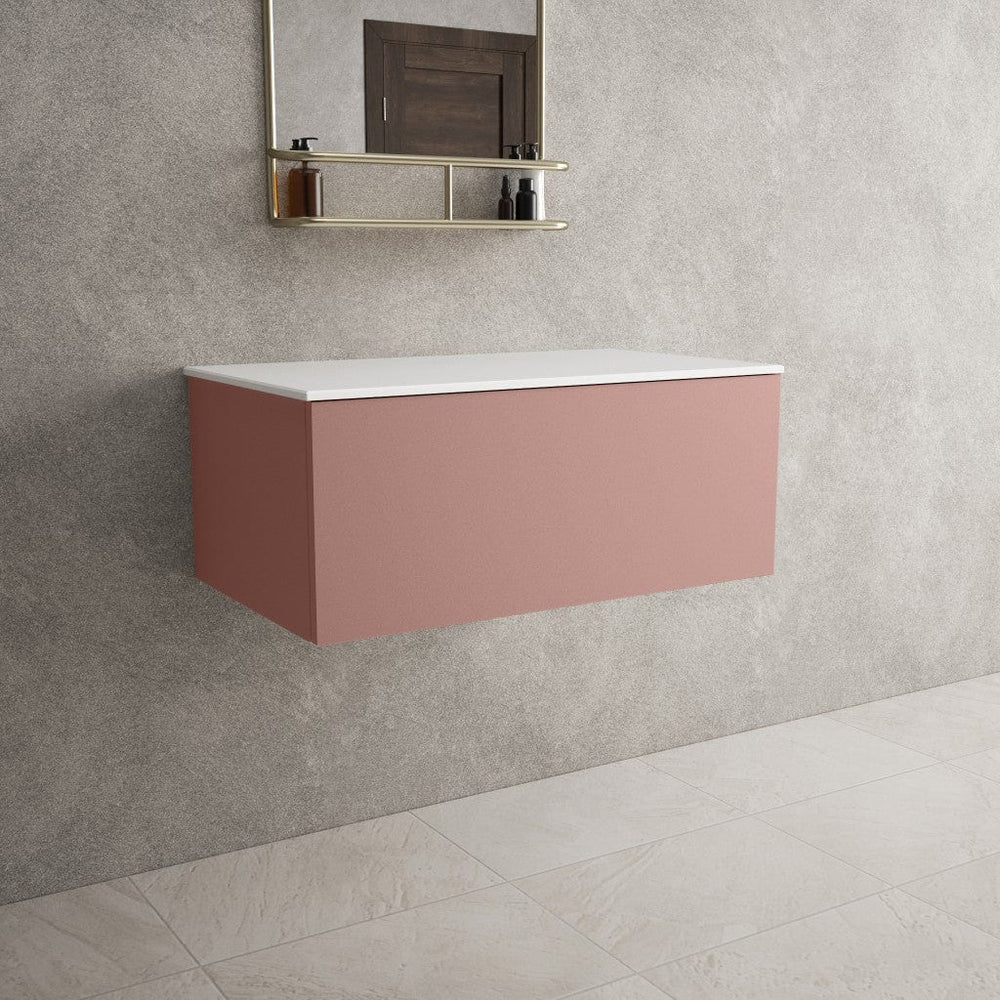 Raffinata Single Drawer Countertop Vanity Unit - Matt Pink 800mm