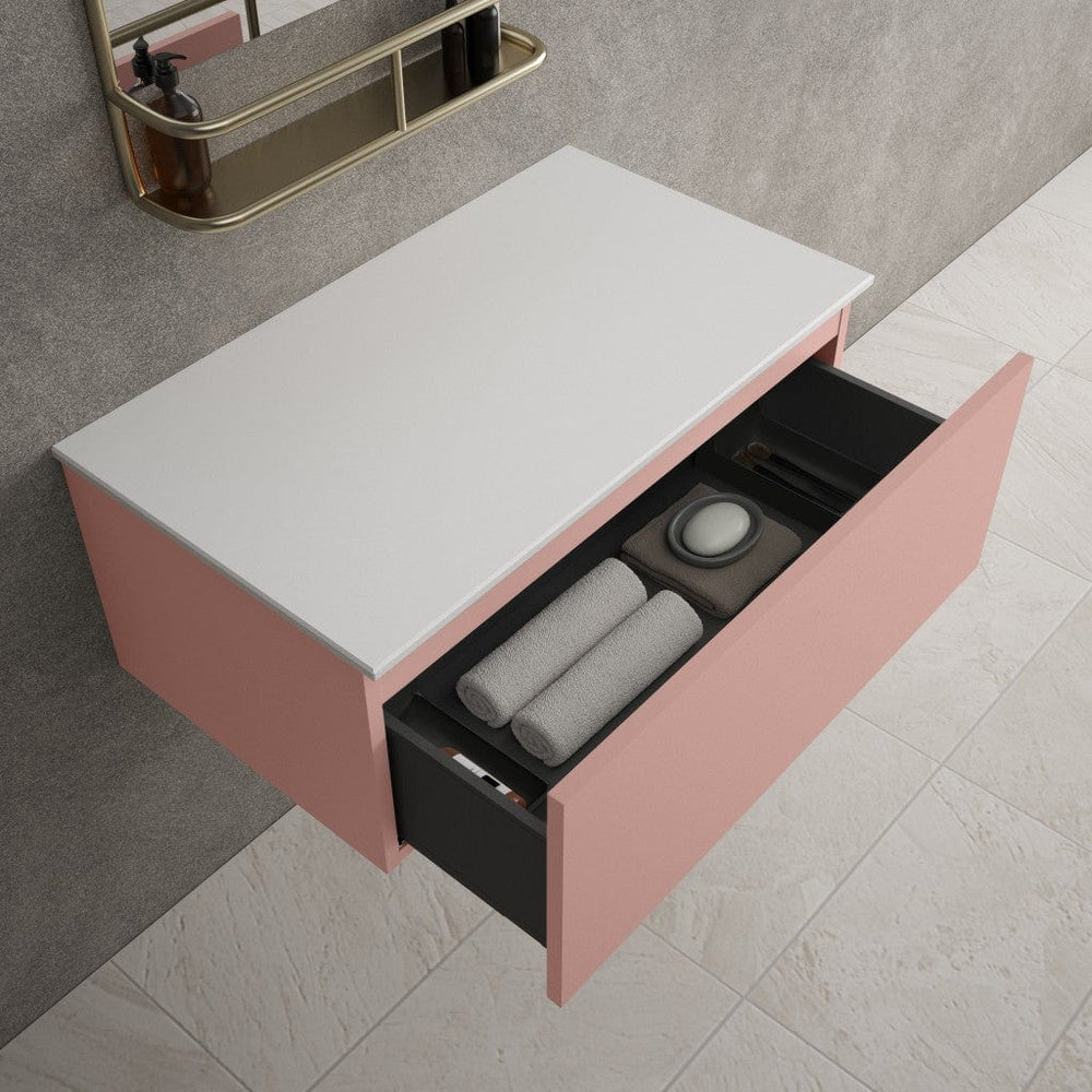 Raffinata Single Drawer Countertop Vanity Unit - Matt Pink 800mm