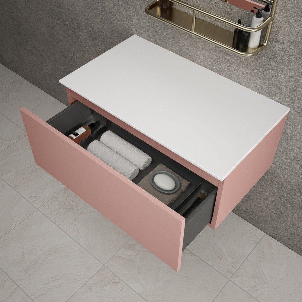 Raffinata Single Drawer Countertop Vanity Unit - Matt Pink 800mm