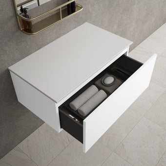 Raffinata Single Drawer Countertop Vanity Unit - Matt White 800mm