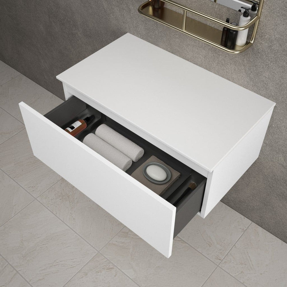 Raffinata Single Drawer Countertop Vanity Unit - Matt White 800mm
