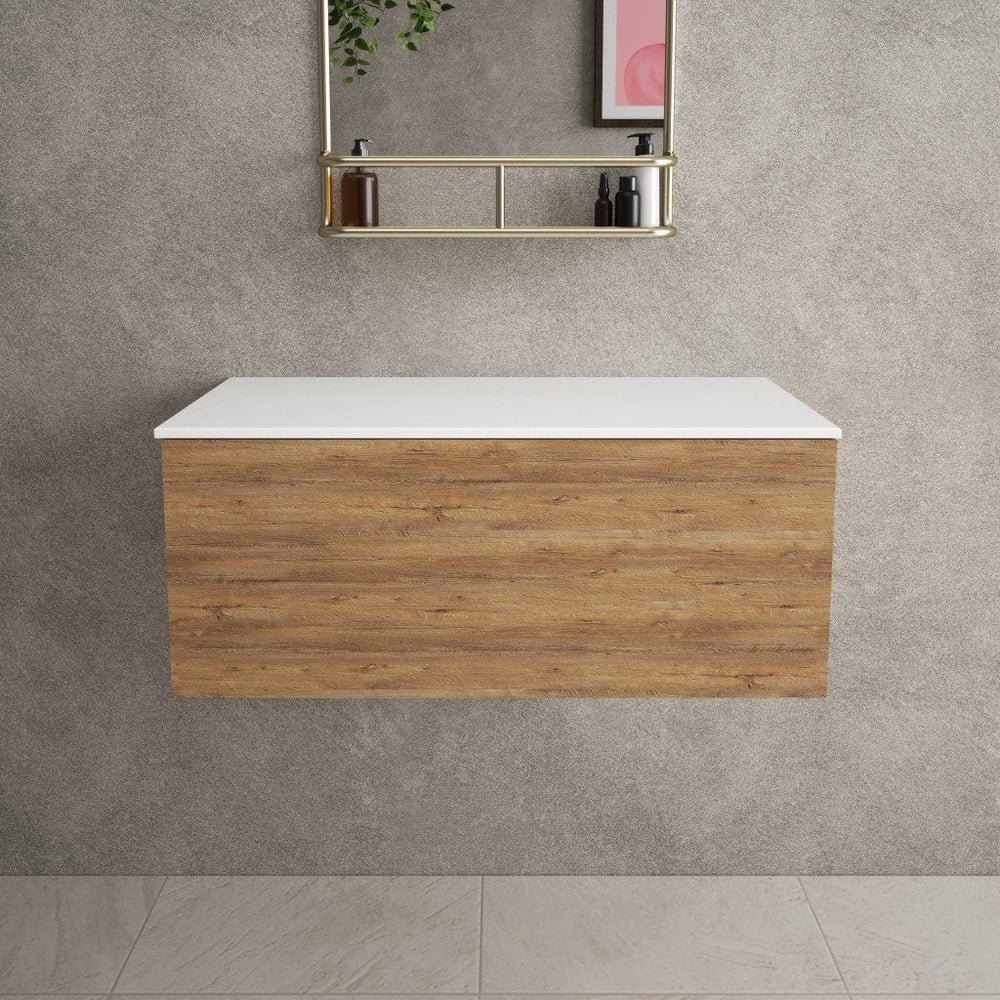 Raffinata Single Drawer Countertop Vanity Unit - Oak 800mm