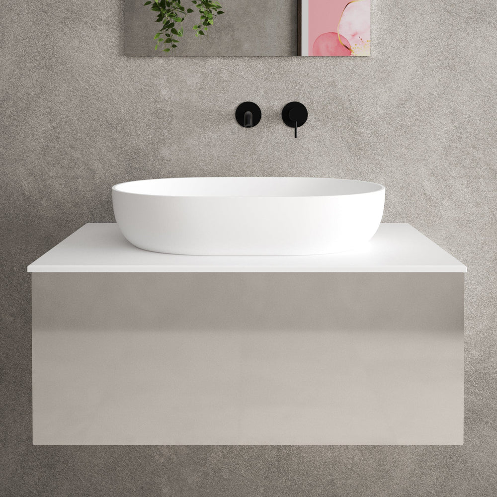 Raffinata Single Drawer Countertop Vanity Unit - Gloss Cashmere 800mm