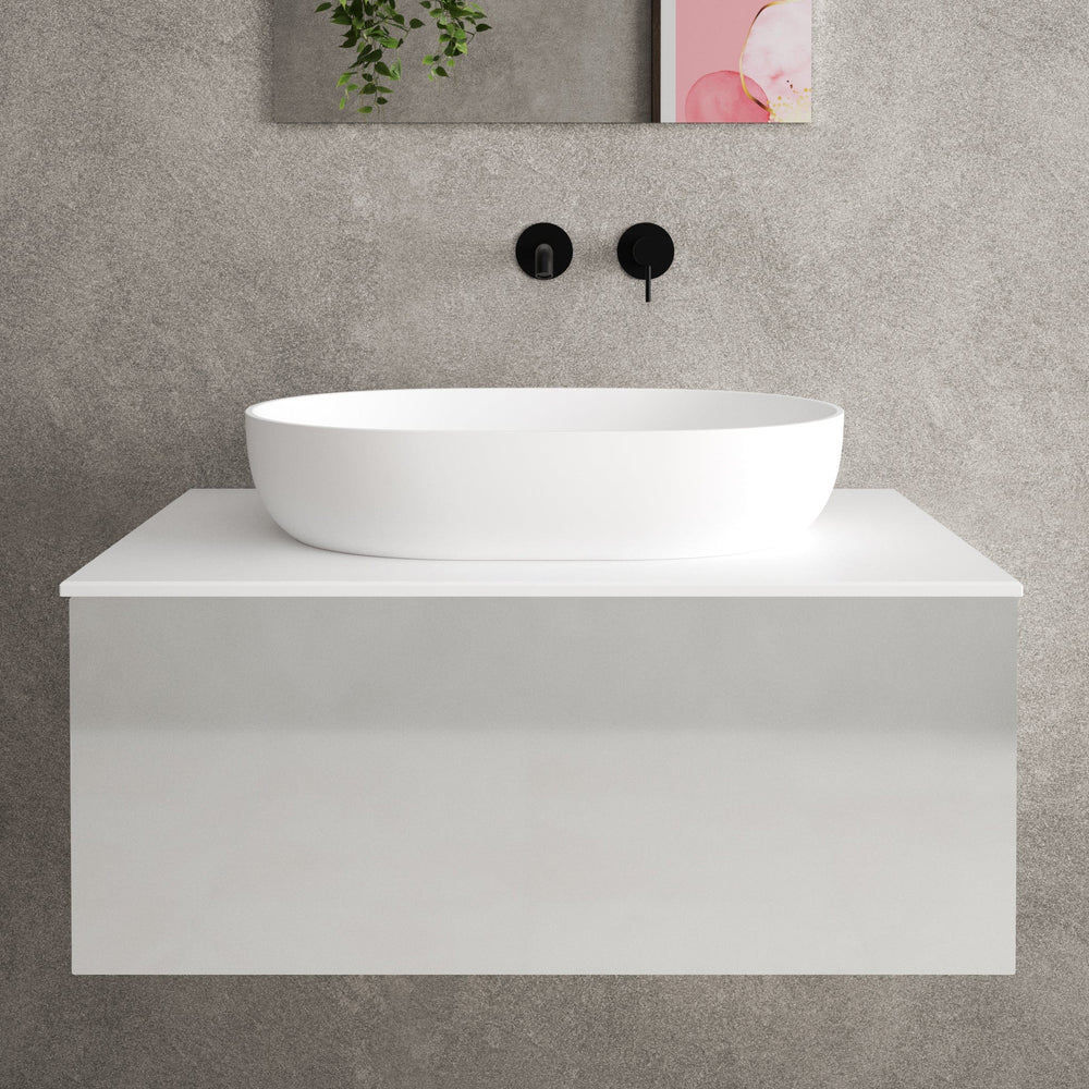 Raffinata Single Drawer Countertop Vanity Unit - Gloss Dove 800mm