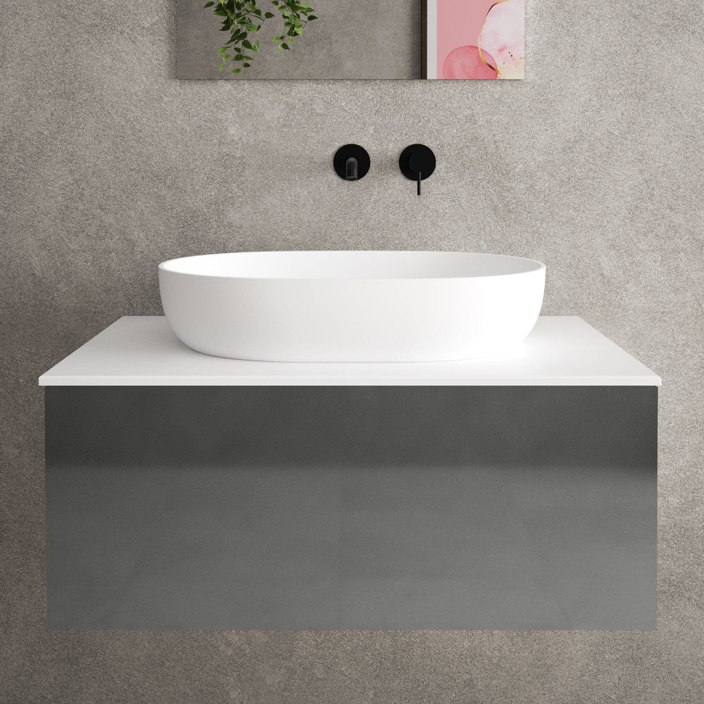 Raffinata Single Drawer Countertop Vanity Unit - Gloss Dust 800mm